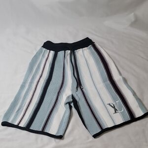 Louis Vuitton Striped Crochet Shorts In Organic Cotton
